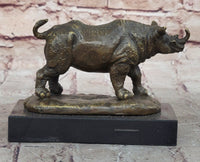 Bronze Rhino Sculpture on Marble Base – Vintage Wildlife