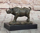 Bronze Rhino Sculpture on Marble Base – Vintage Wildlife