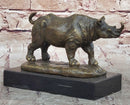 Bronze Rhino Sculpture on Marble Base – Vintage Wildlife