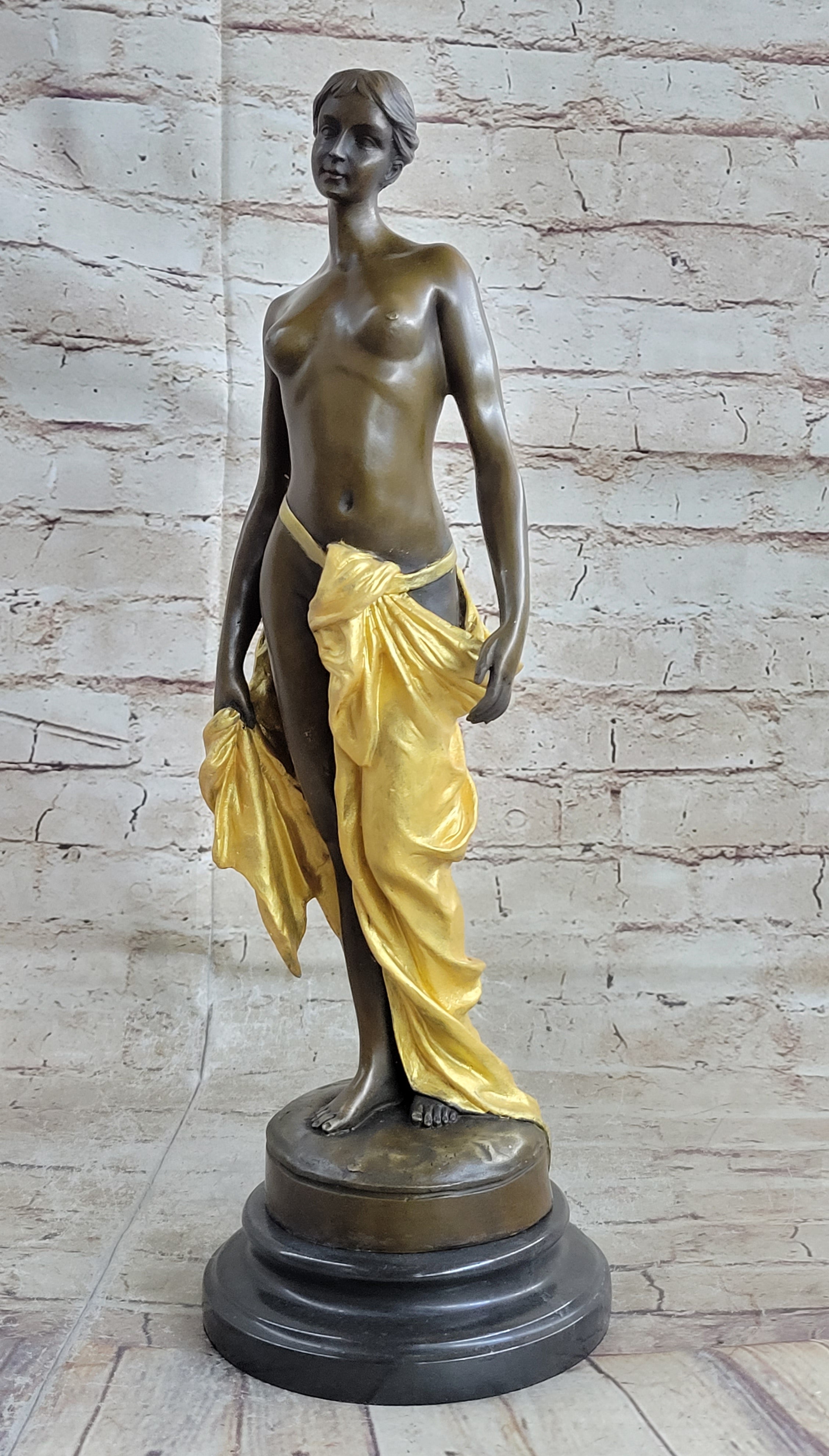 Art Deco Gilt Nude Girl Bronze Sculpture Museum Quality Hot Cast Figurine Figure