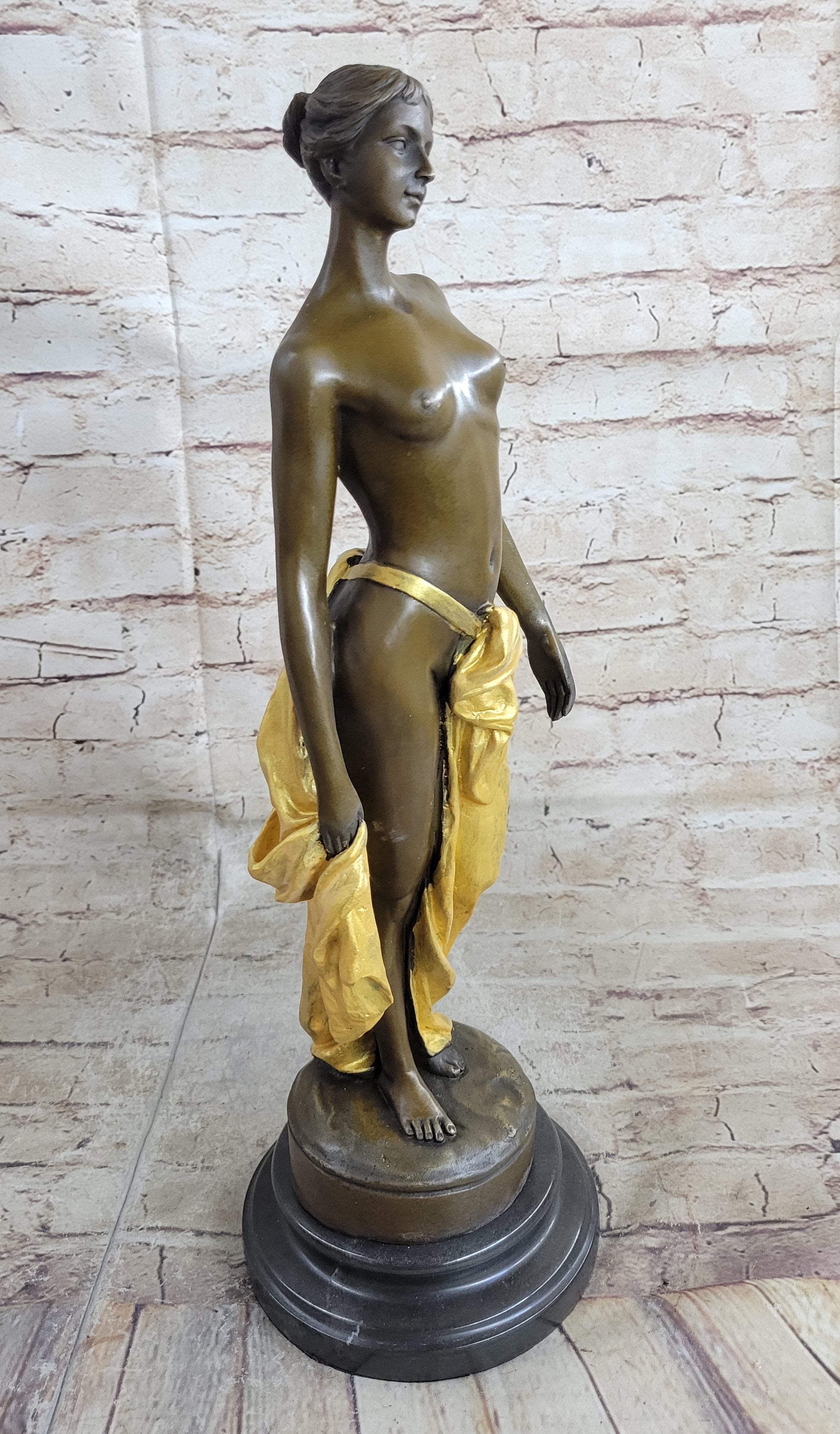 Art Deco Gilt Nude Girl Bronze Sculpture Museum Quality Hot Cast Figurine Figure
