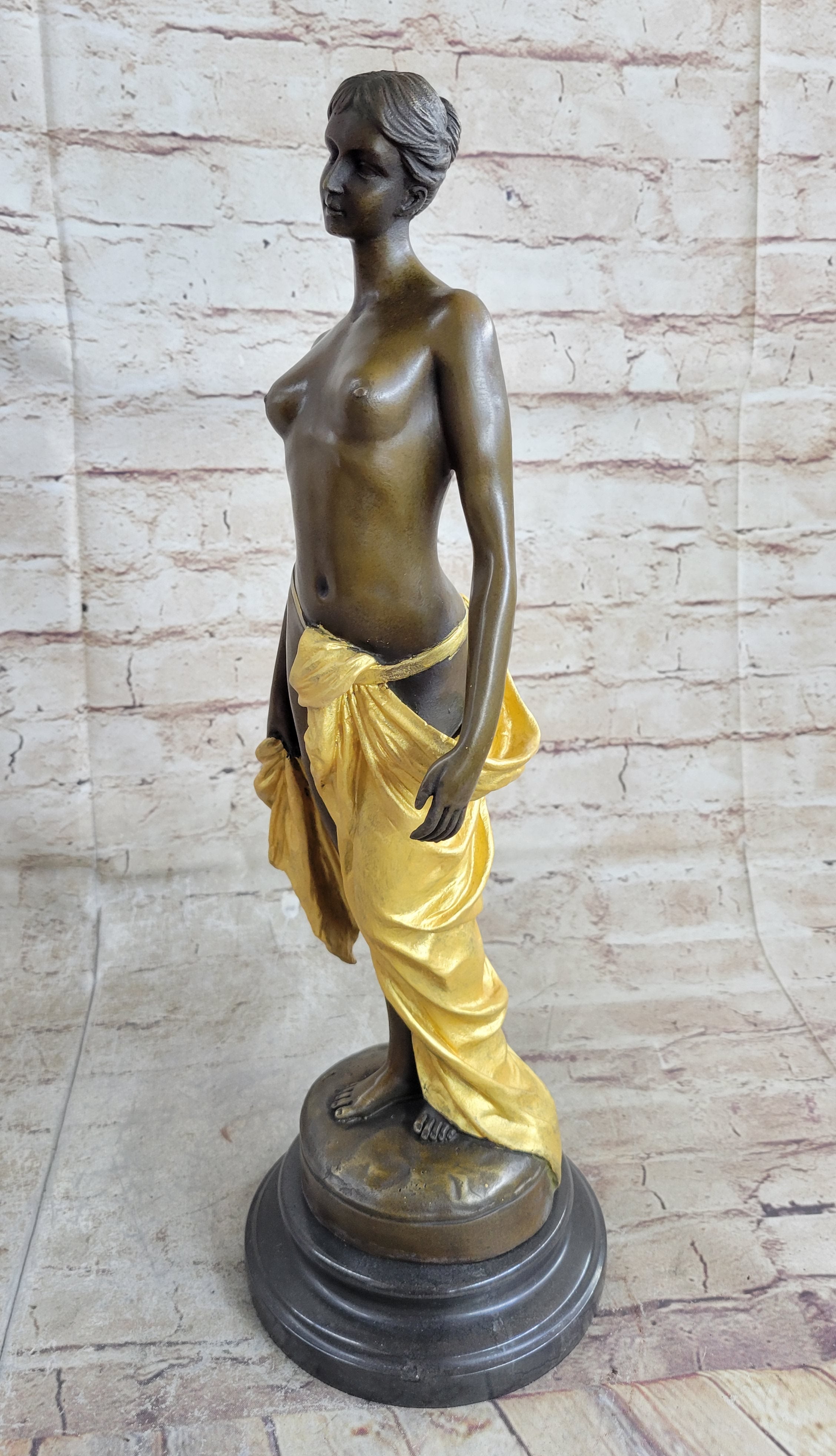 Art Deco Gilt Nude Girl Bronze Sculpture Museum Quality Hot Cast Figurine Figure