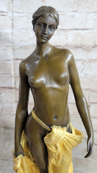 Art Deco Gilt Nude Girl Bronze Sculpture Museum Quality Hot Cast Figurine Figure
