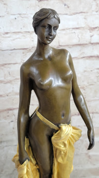 Art Deco Gilt Nude Girl Bronze Sculpture Museum Quality Hot Cast Figurine Figure