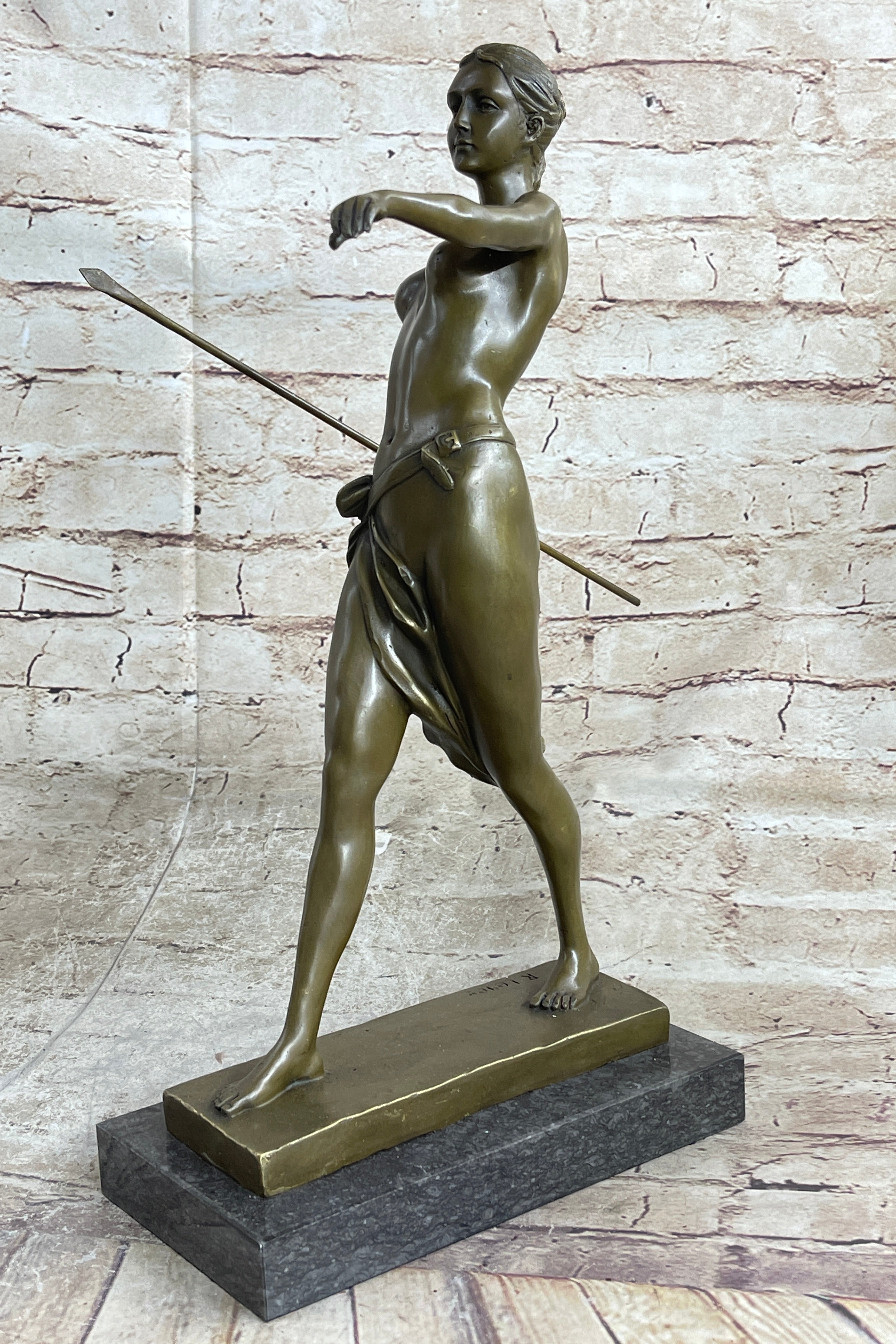 Amazon Queen Hippolyta Bronze Sculpture Nude Female Warrior 17" x 16"