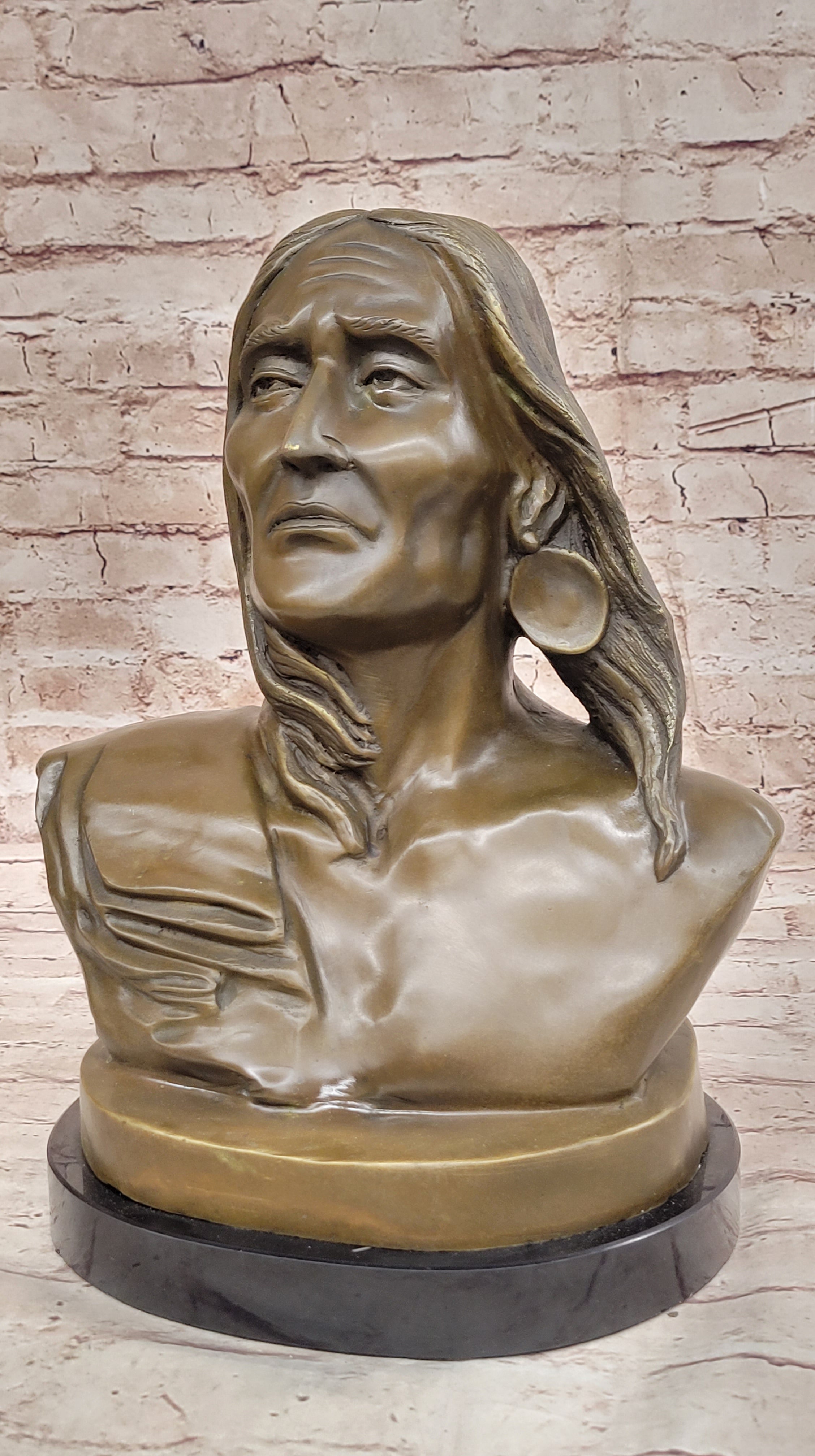 Signed Original Artwork by Milo Native American Chief Bronze Bust