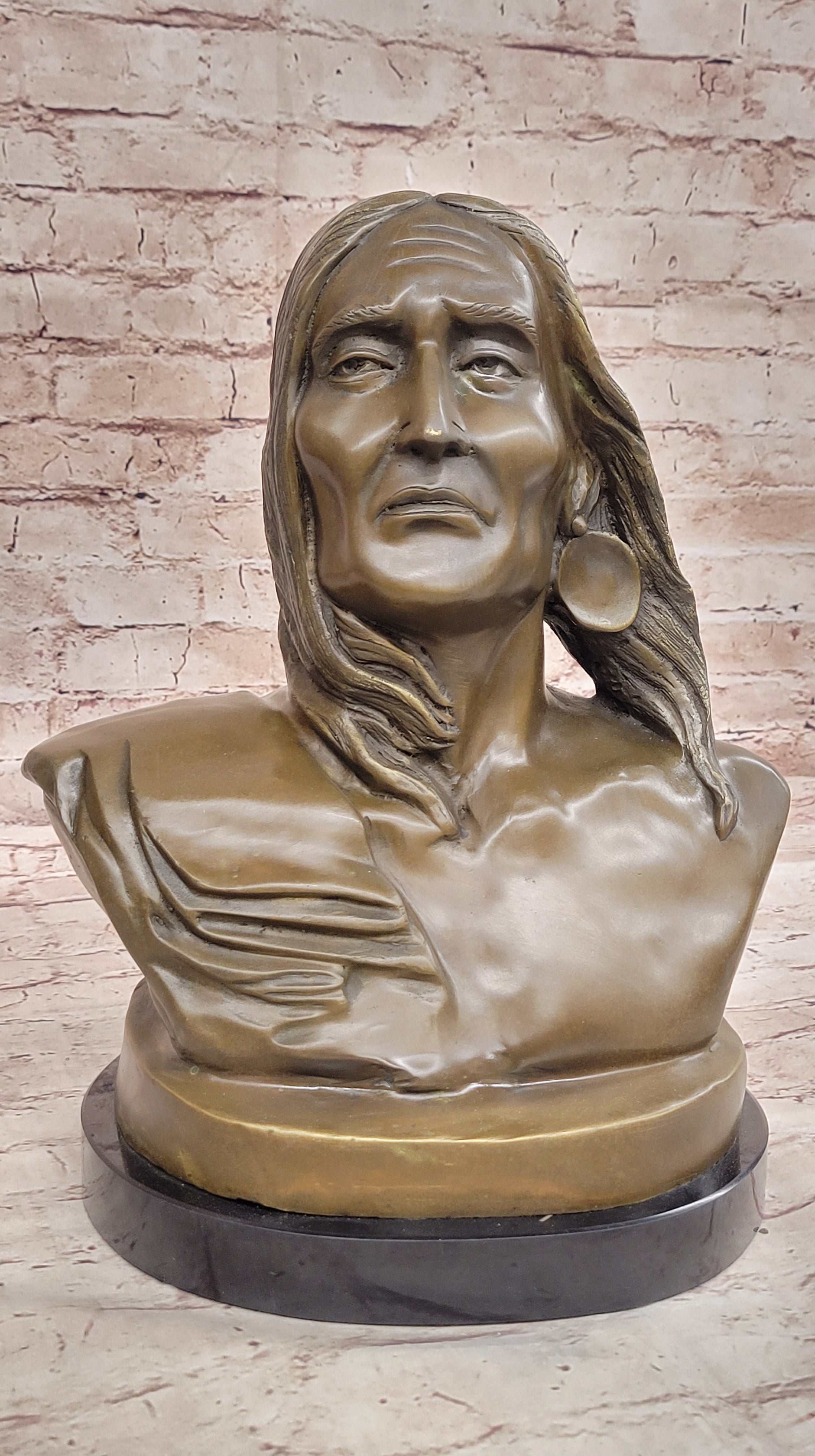 Signed Original Artwork by Milo Native American Chief Bronze Bust