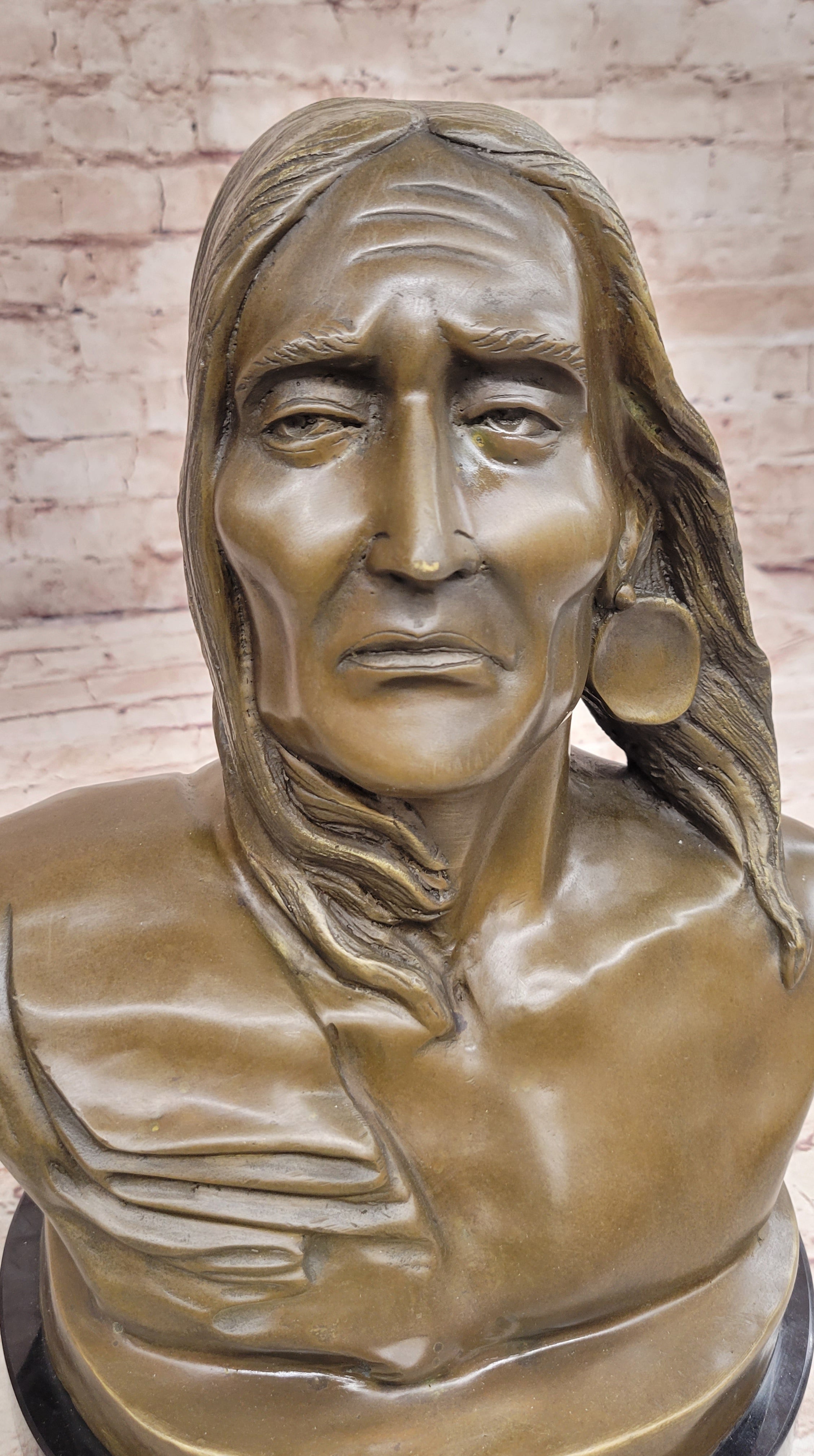 Signed Original Artwork by Milo Native American Chief Bronze Bust
