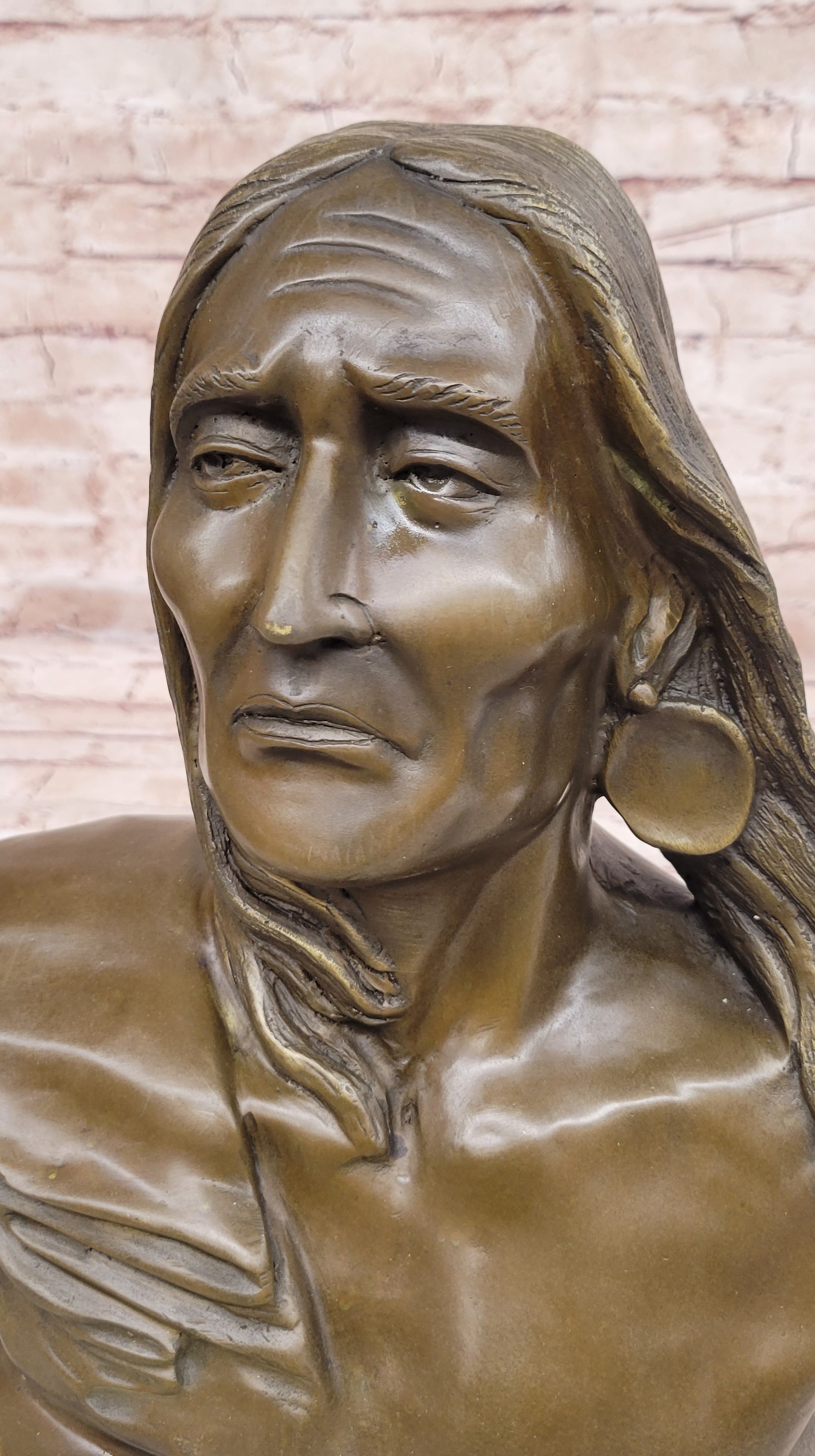 Signed Original Artwork by Milo Native American Chief Bronze Bust