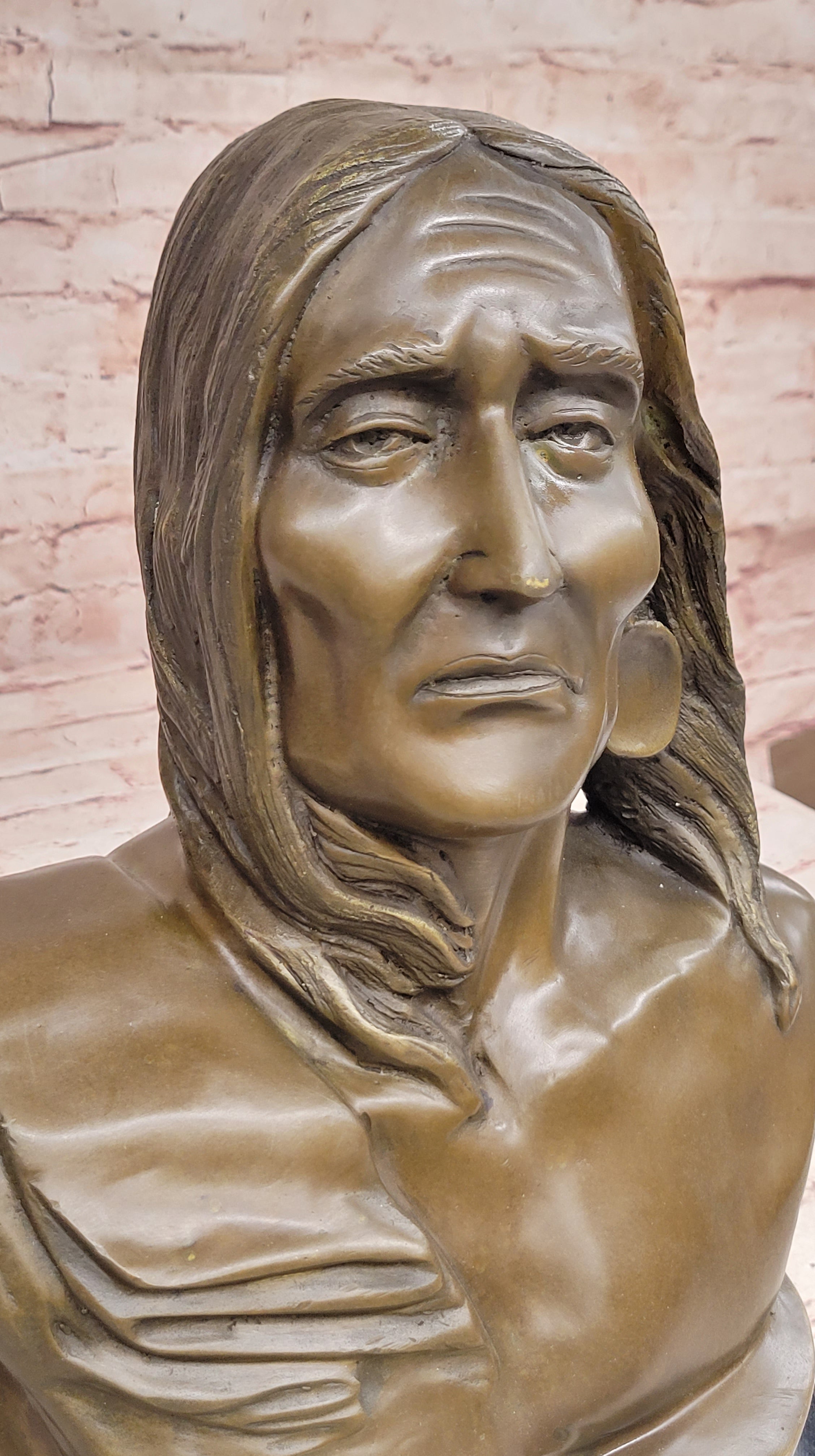 Signed Original Artwork by Milo Native American Chief Bronze Bust