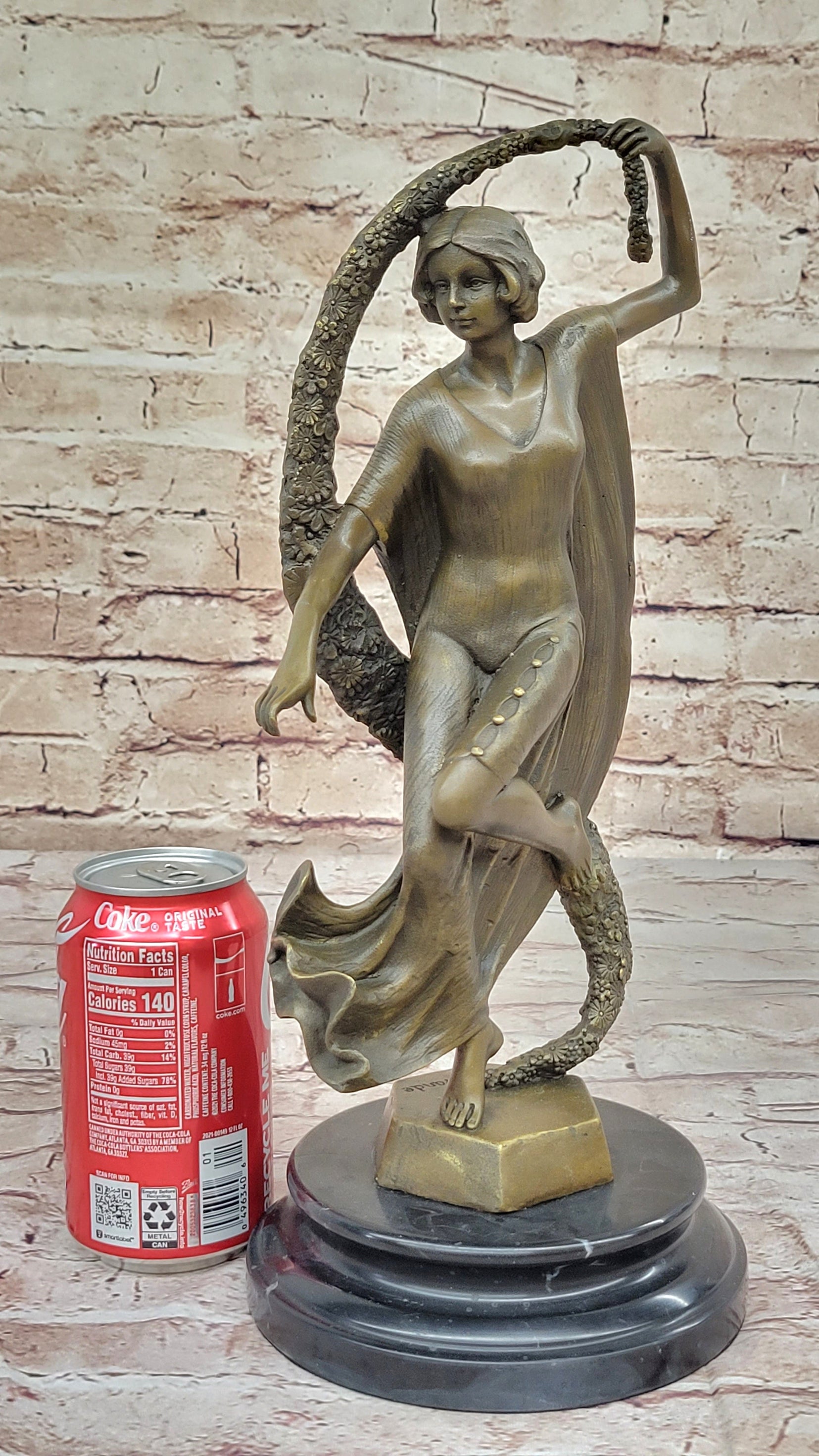 Woman with Thyrsus Bronze Dancer Sculpture by Guirande