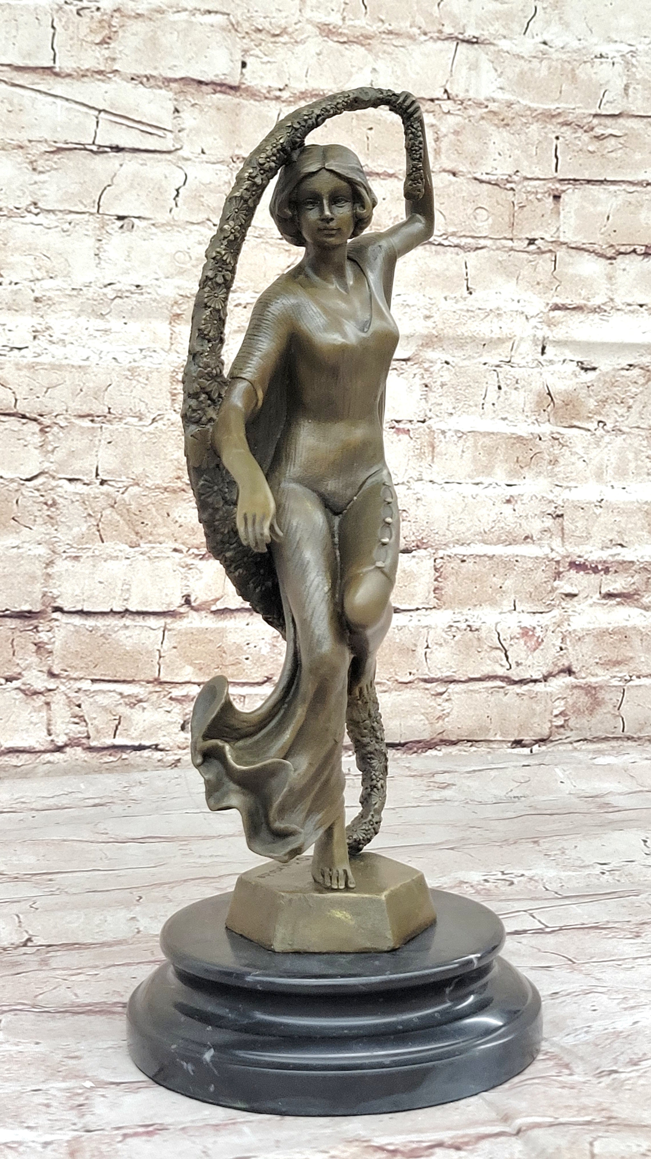 Woman with Thyrsus Bronze Dancer Sculpture by Guirande