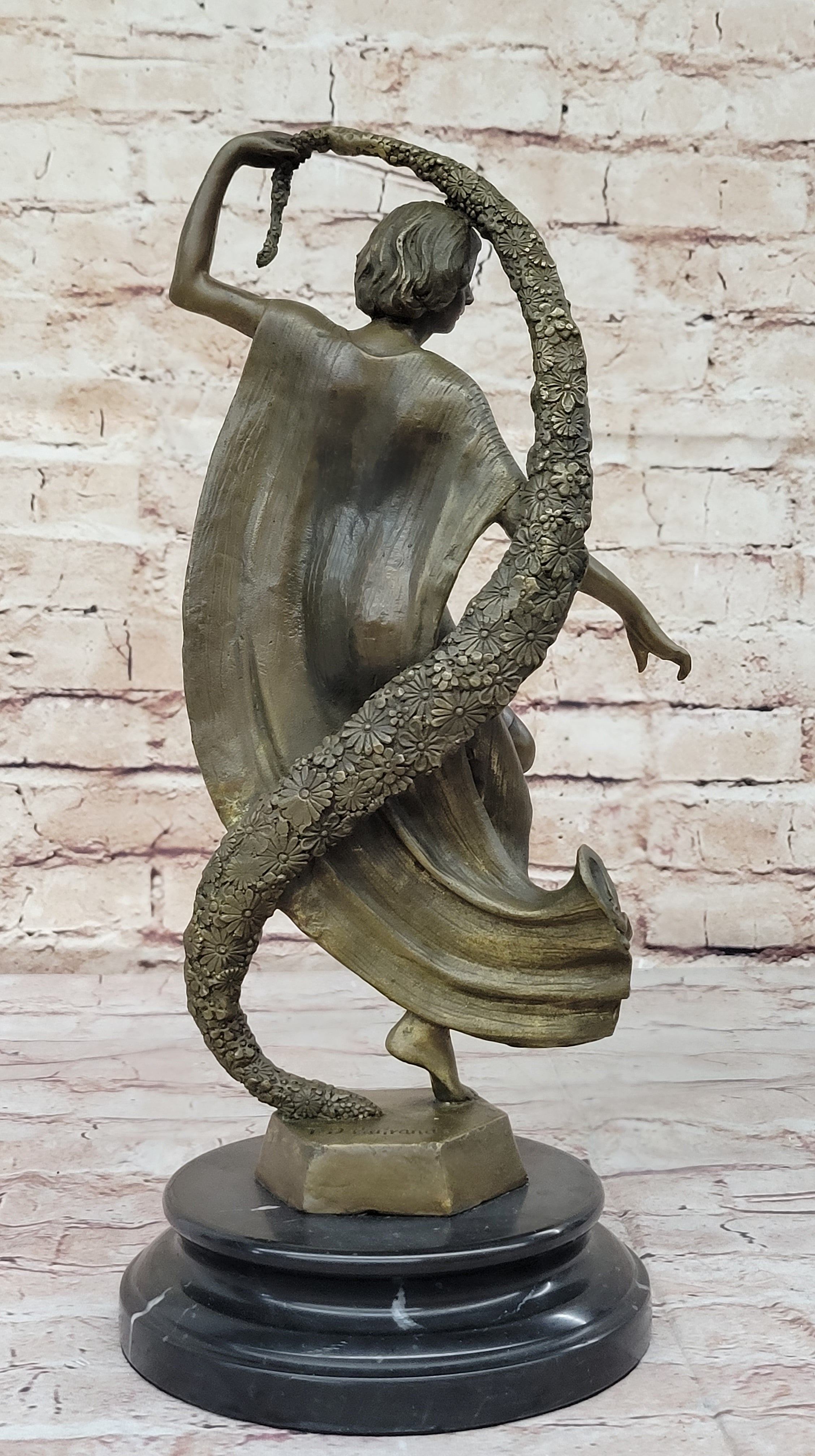 Woman with Thyrsus Bronze Dancer Sculpture by Guirande