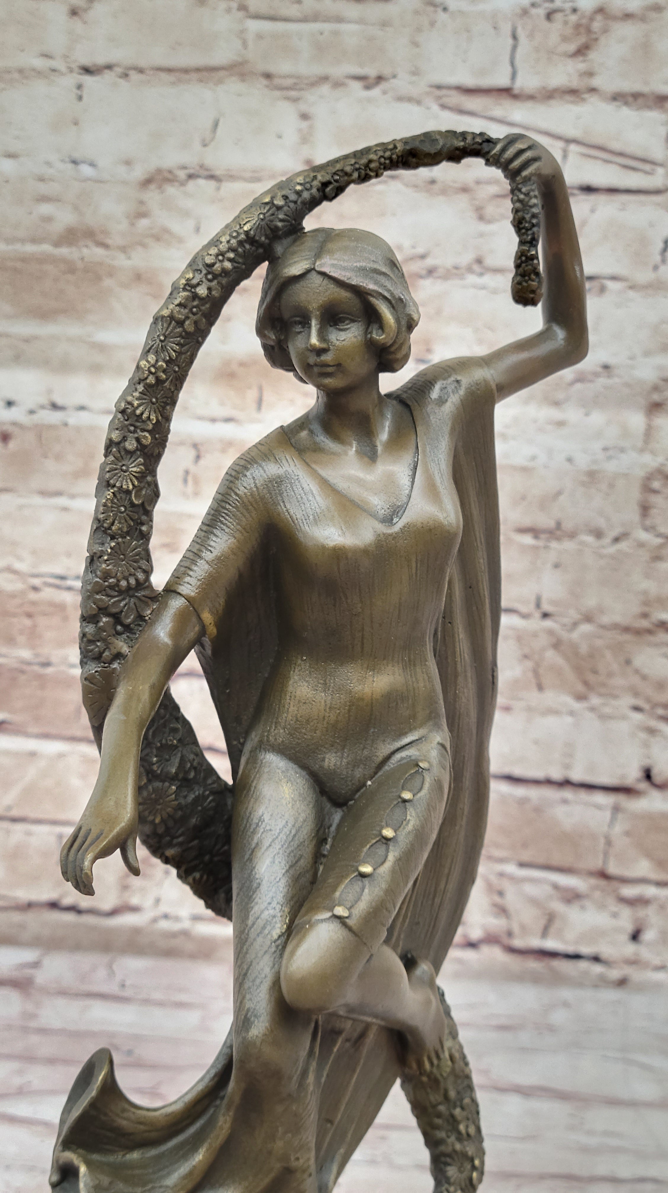 Woman with Thyrsus Bronze Dancer Sculpture by Guirande