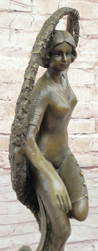 Woman with Thyrsus Bronze Dancer Sculpture by Guirande