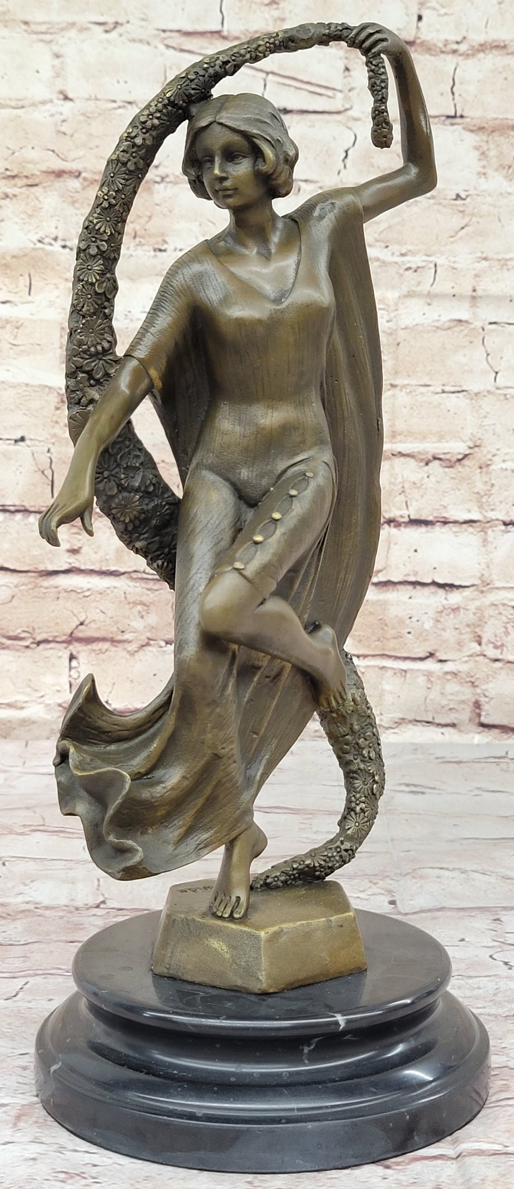 Woman with Thyrsus Bronze Dancer Sculpture by Guirande
