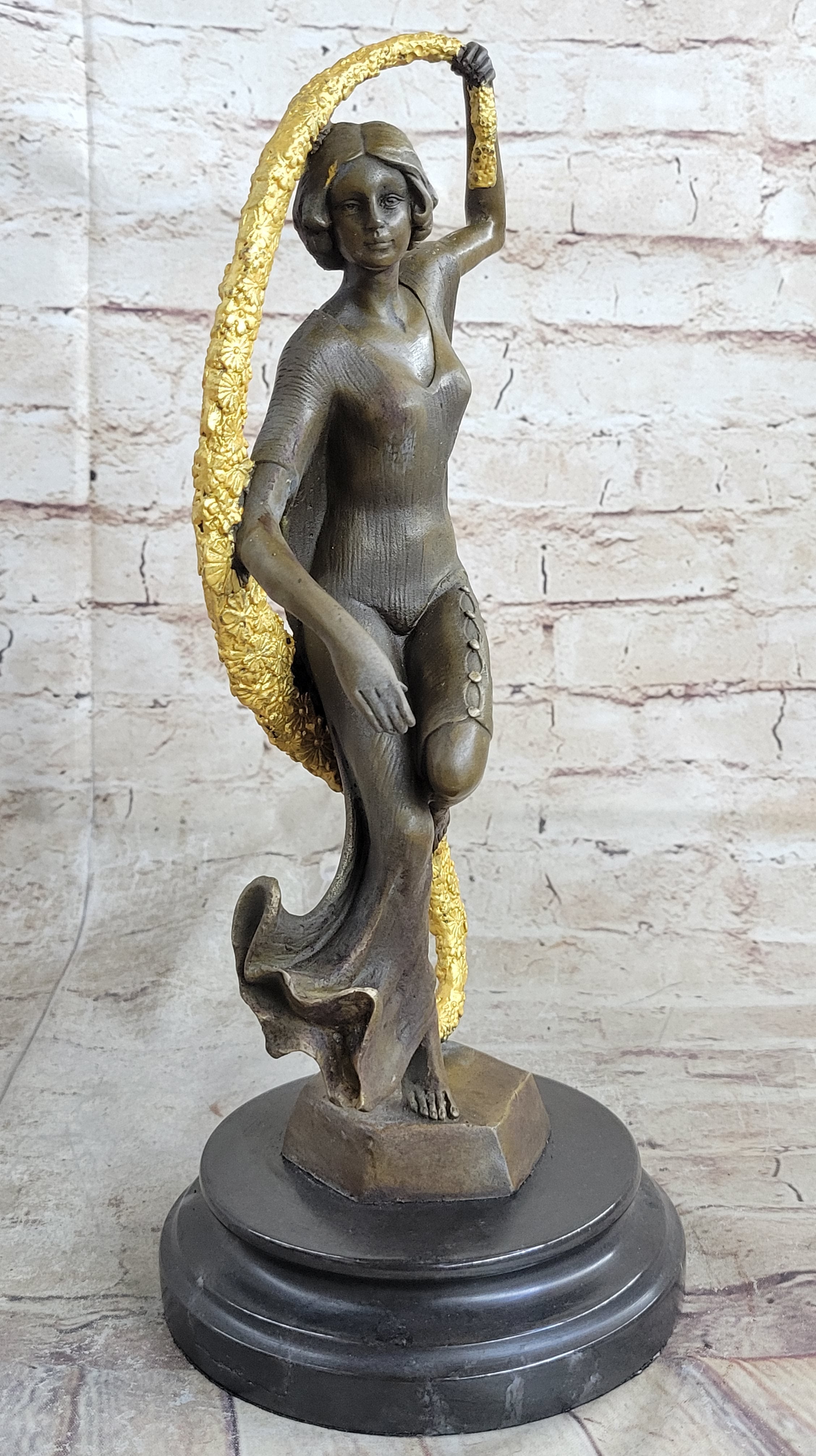 Woman with Thyrsus Art Deco Bronze by Guirande 14" x 6"