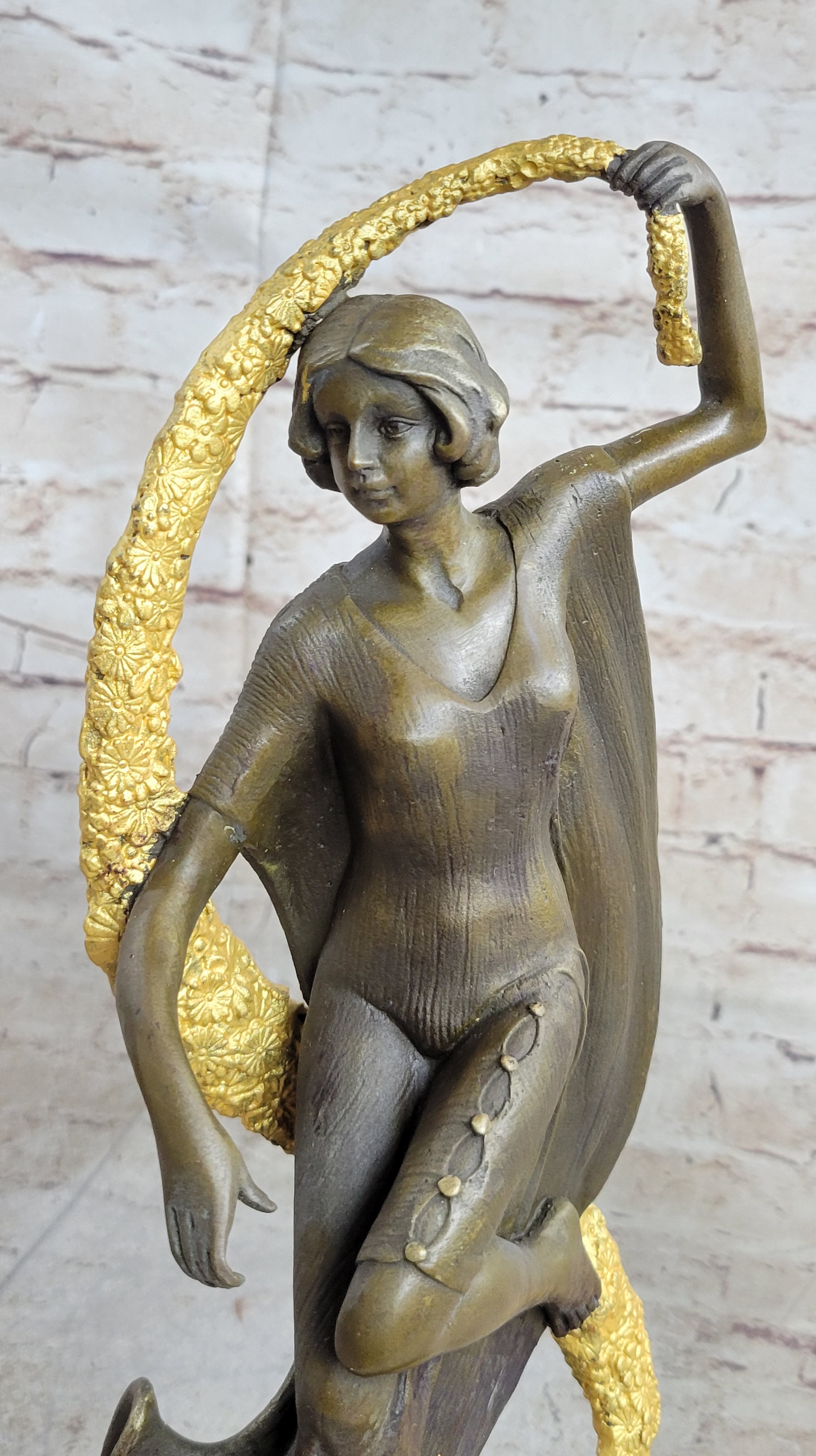 Woman with Thyrsus Art Deco Bronze by Guirande 14" x 6"
