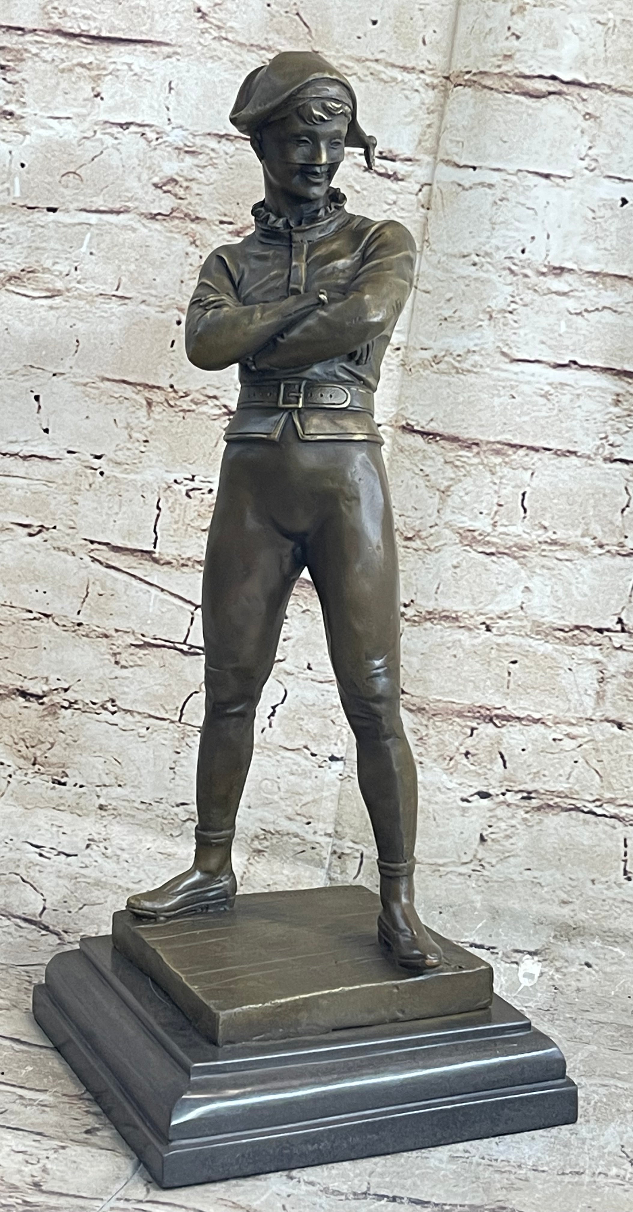 Rene de Saint-Marceaux Harlequin Jester Joker Bronze Sculpture