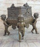 Cherubim Boys Bronze Vase Planter by Gustave-Joseph Cheret