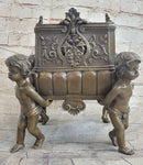 Cherubim Boys Bronze Vase Planter by Gustave-Joseph Cheret