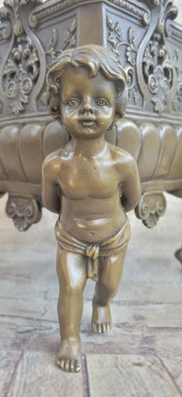 Cherubim Boys Bronze Vase Planter by Gustave-Joseph Cheret