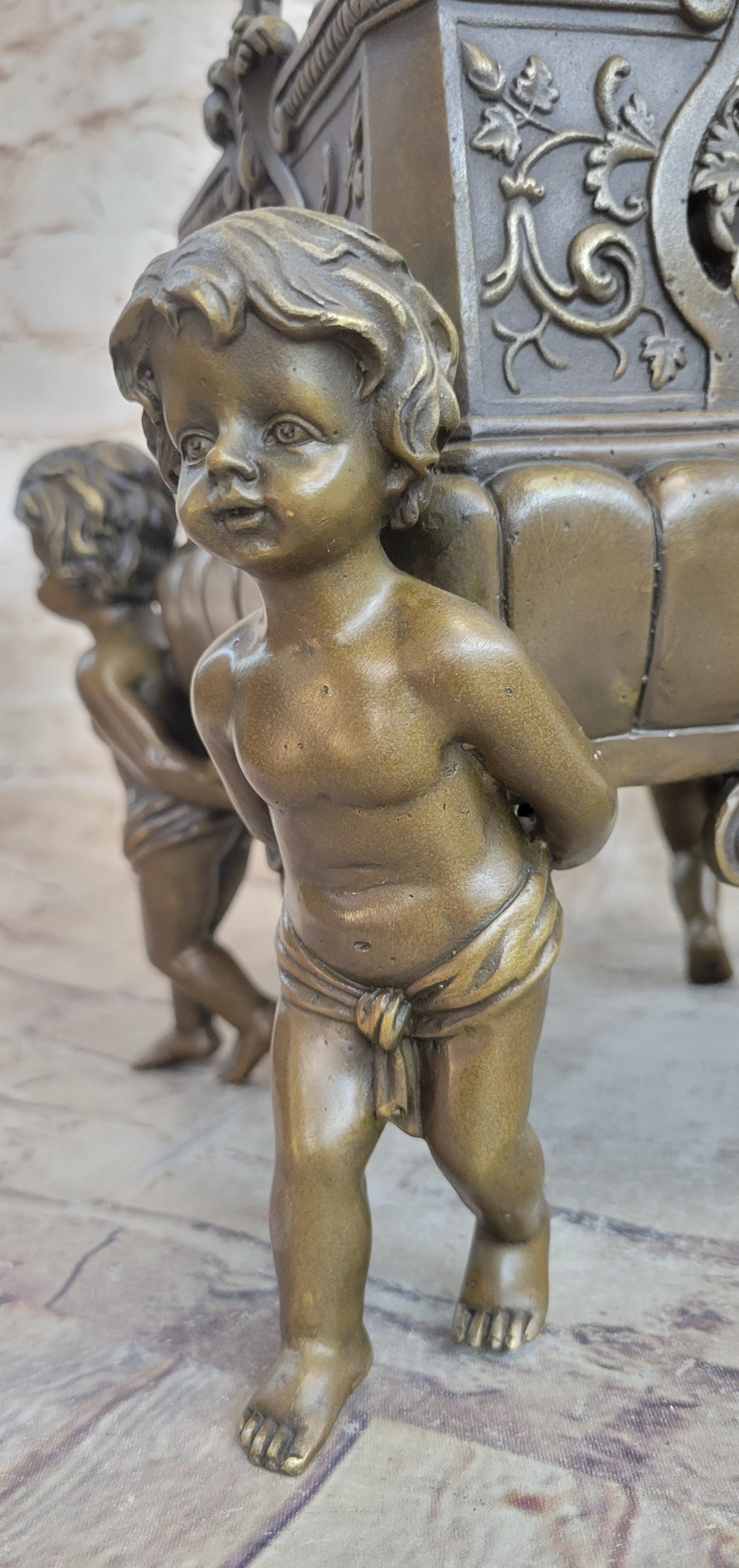 Cherubim Boys Bronze Vase Planter by Gustave-Joseph Cheret