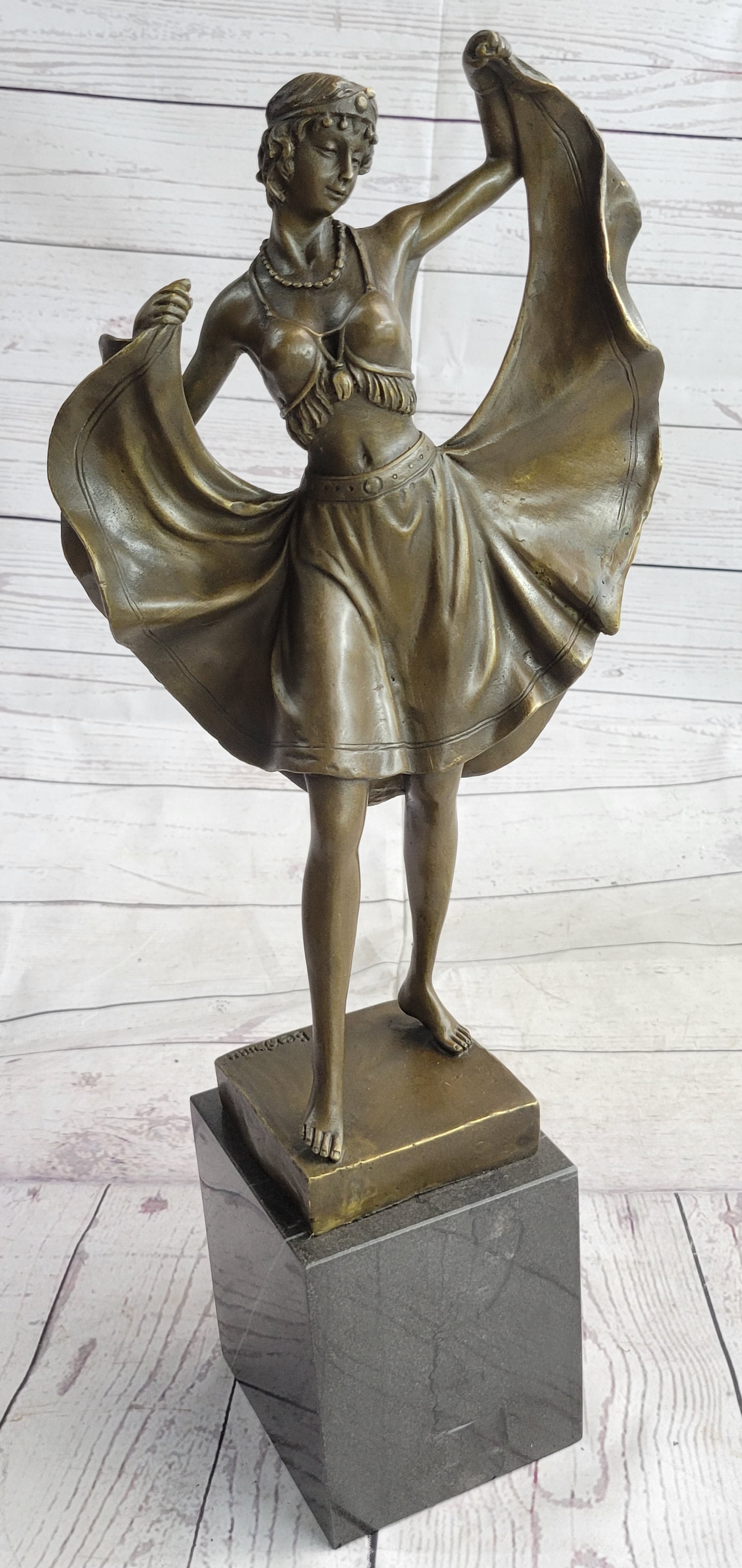 Art Deco Female Dancer Bronze Sculpture 18" x 9"