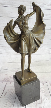 Art Deco Female Dancer Bronze Sculpture 18" x 9"