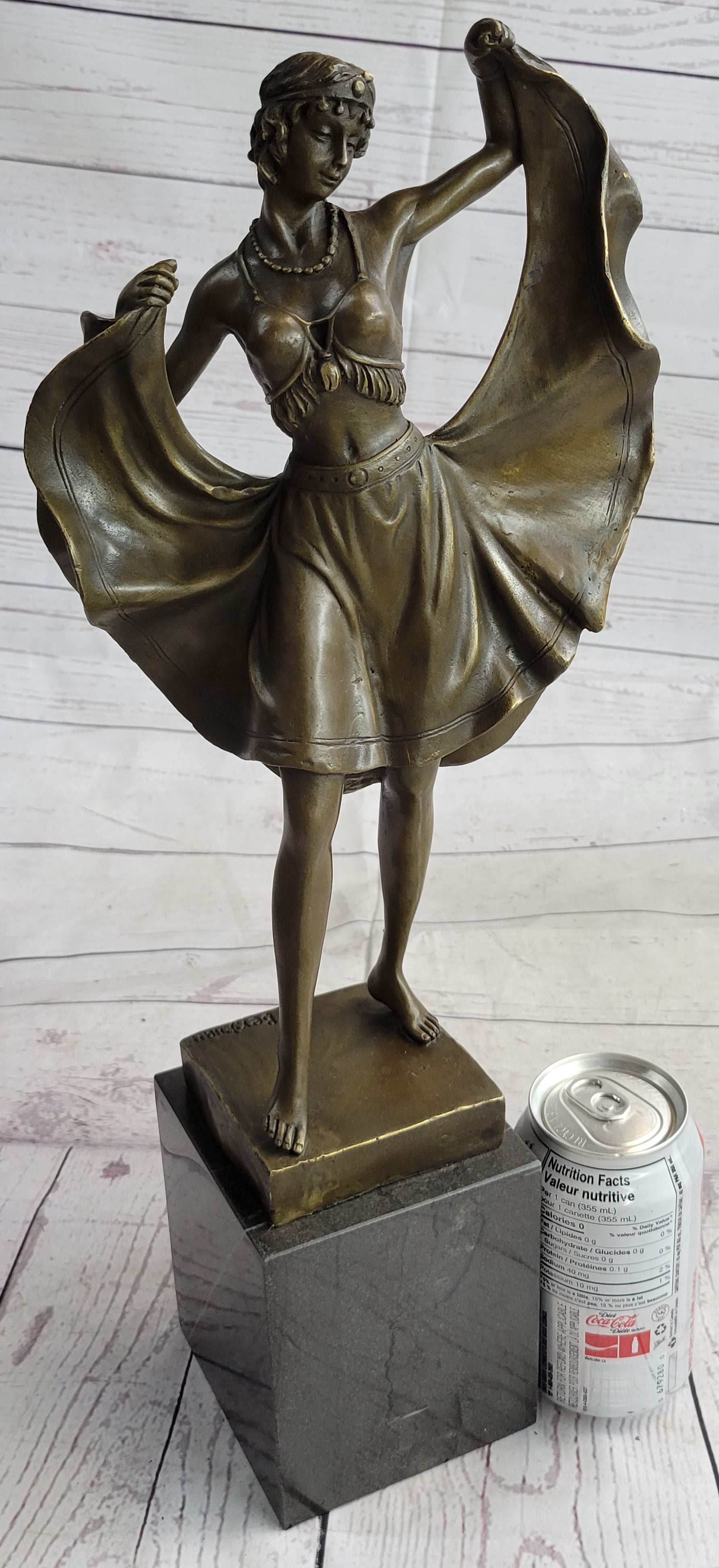 Art Deco Female Dancer Bronze Sculpture 18" x 9"