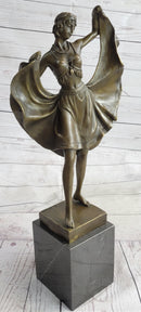 Art Deco Female Dancer Bronze Sculpture 18" x 9"