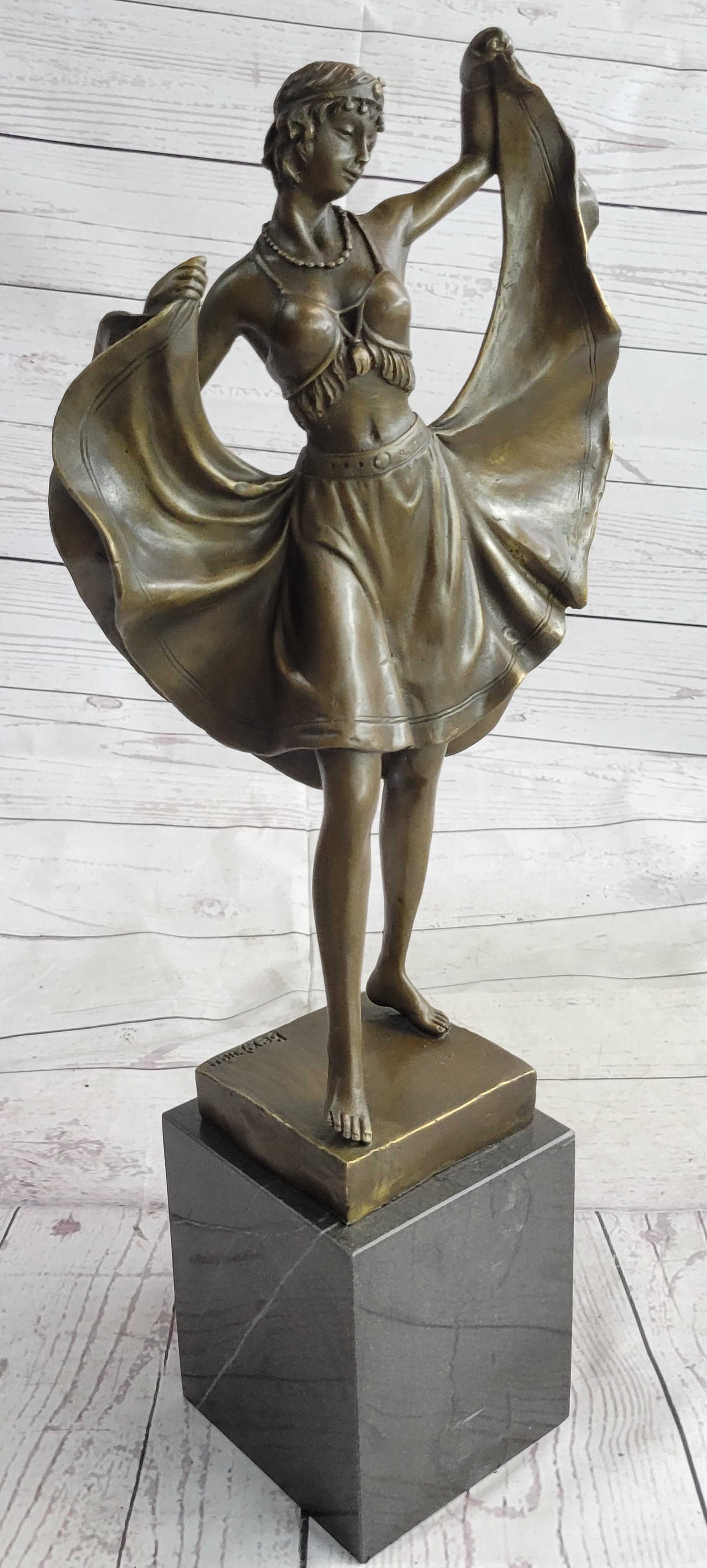 Art Deco Female Dancer Bronze Sculpture 18" x 9"