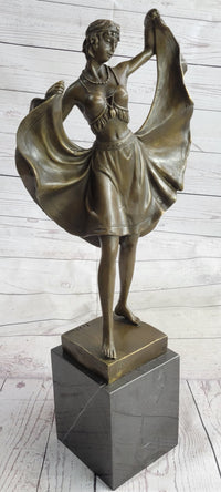 Art Deco Female Dancer Bronze Sculpture 18" x 9"