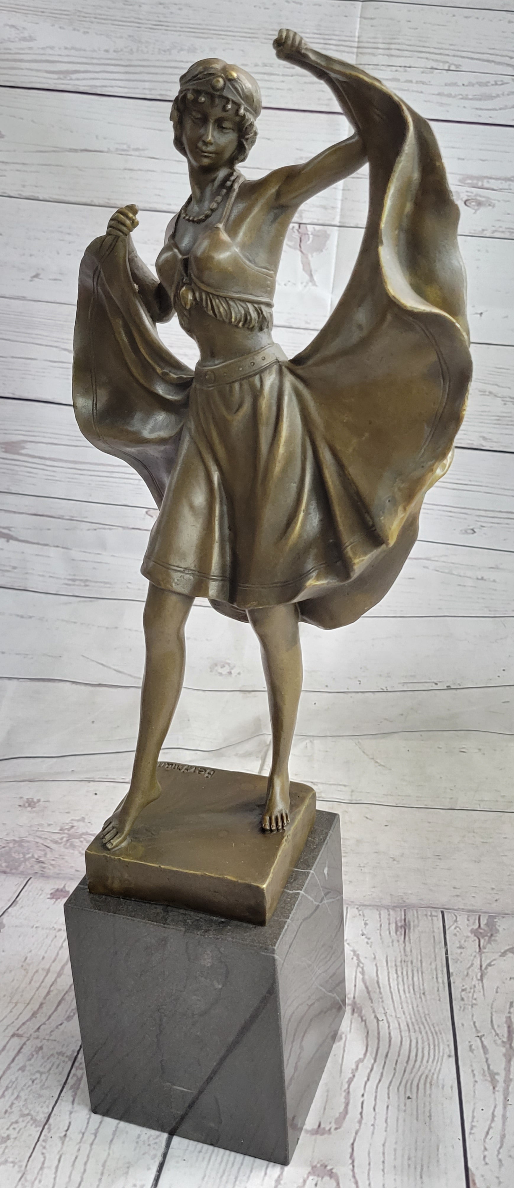 Art Deco Female Dancer Bronze Sculpture 18" x 9"