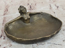 Art Nouveau Bronze Nude Lady Dish Sculpture – Decorative Trinket Bowl