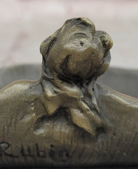 Art Nouveau Bronze Nude Lady Dish Sculpture – Decorative Trinket Bowl