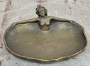 Art Nouveau Bronze Nude Lady Dish Sculpture – Decorative Trinket Bowl