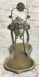 Art Nouveau Candy Soap Dish Bronze Figural Face Sculpture
