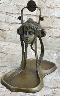 Art Nouveau Candy Soap Dish Bronze Figural Face Sculpture