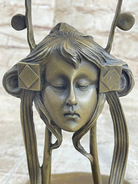 Art Nouveau Candy Soap Dish Bronze Figural Face Sculpture