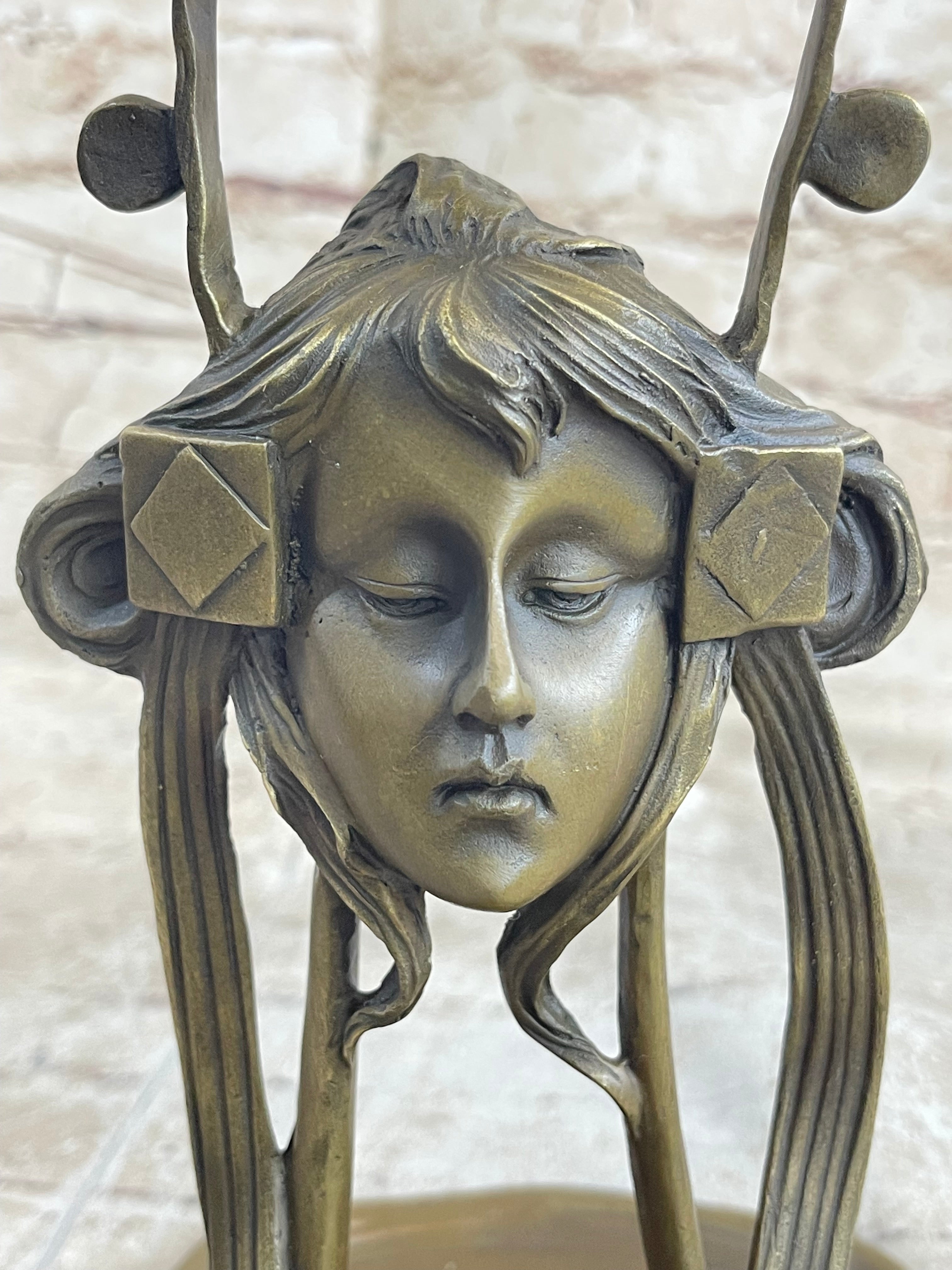 Art Nouveau Candy Soap Dish Bronze Figural Face Sculpture