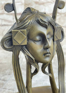 Art Nouveau Candy Soap Dish Bronze Figural Face Sculpture