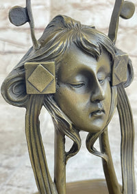 Art Nouveau Candy Soap Dish Bronze Figural Face Sculpture