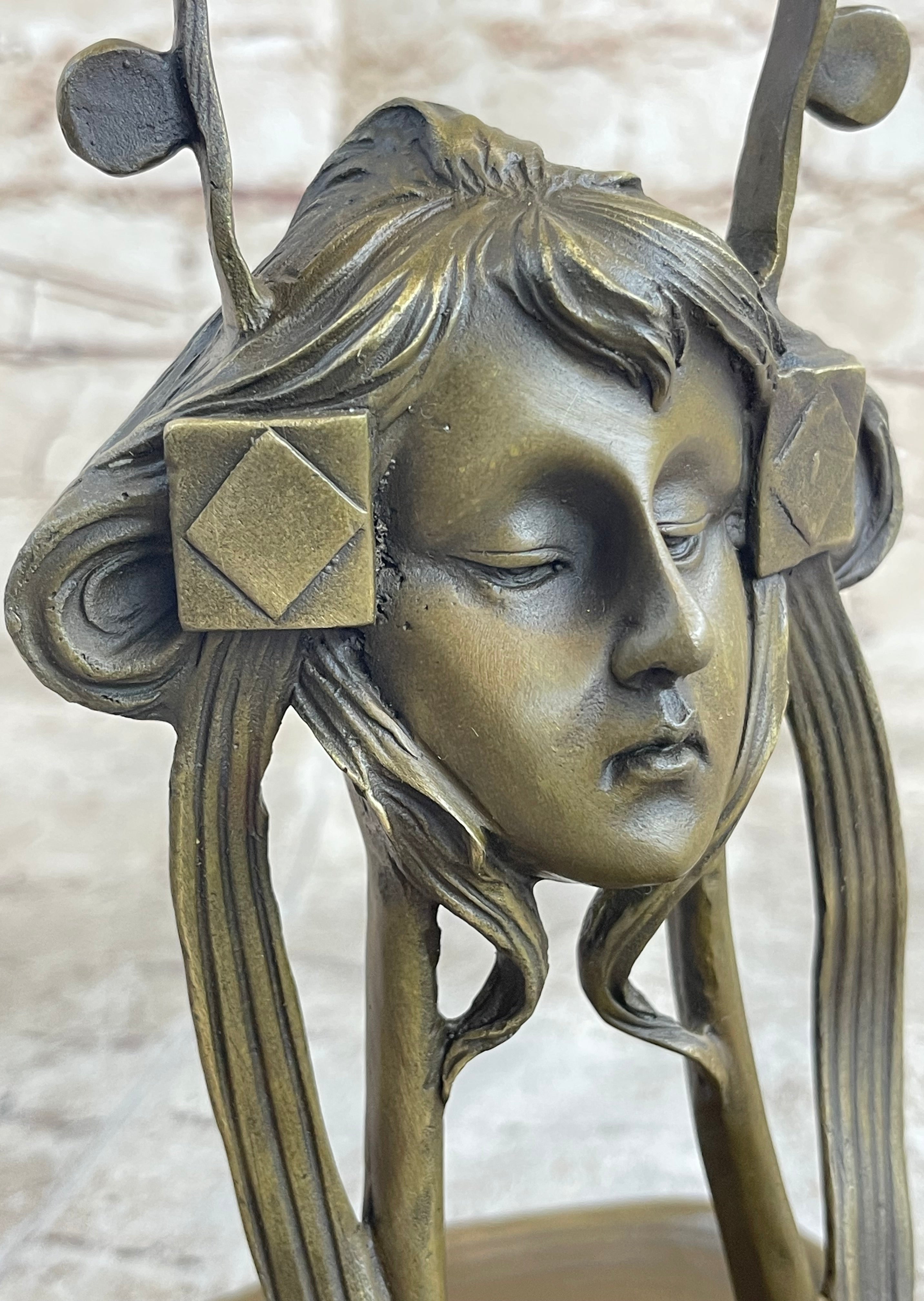 Art Nouveau Candy Soap Dish Bronze Figural Face Sculpture