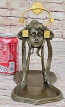 Art Nouveau Candy Dish Bronze Figural Sculpture Lost Wax