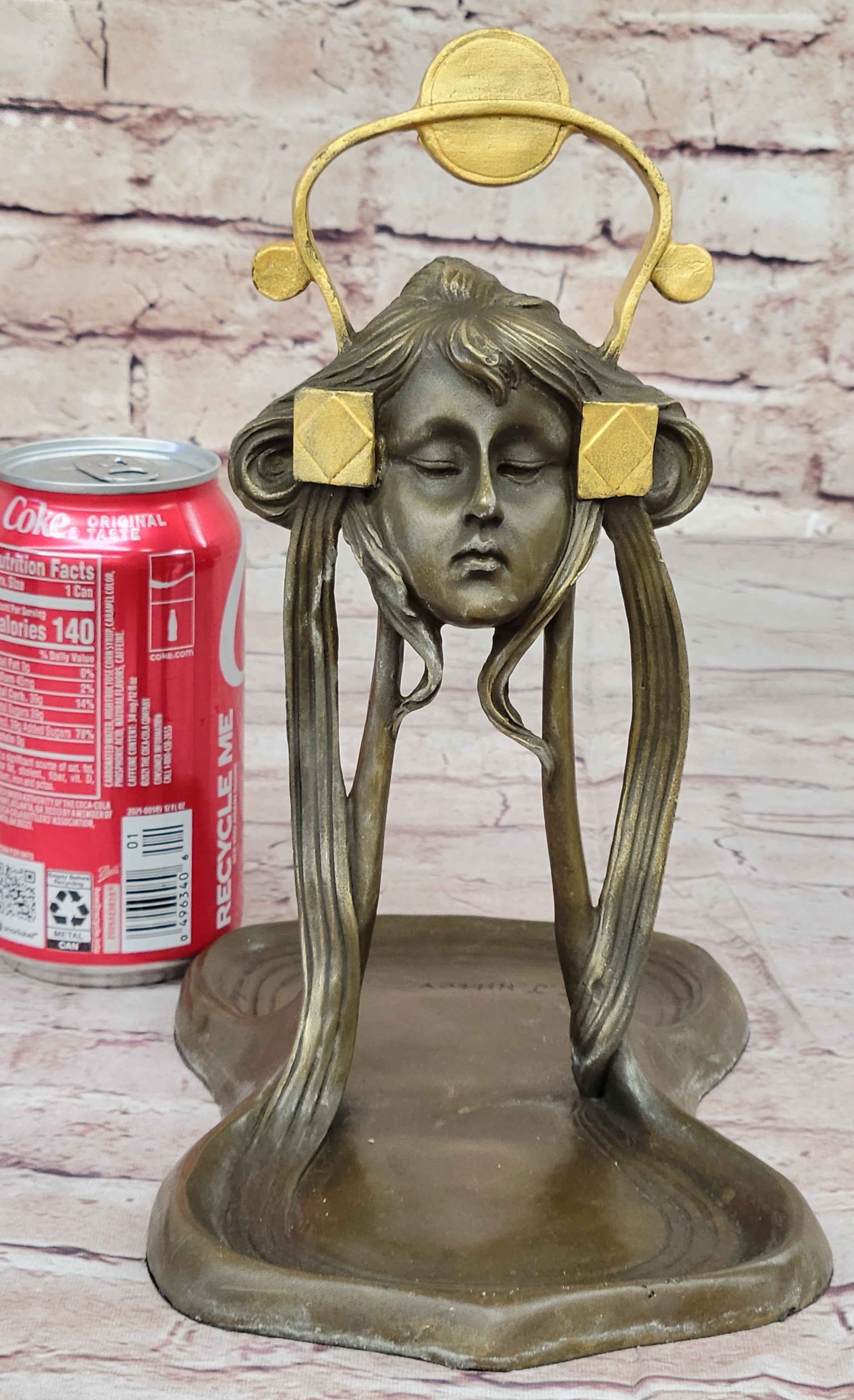 Art Nouveau Candy Dish Bronze Figural Sculpture Lost Wax