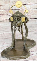 Art Nouveau Candy Dish Bronze Figural Sculpture Lost Wax