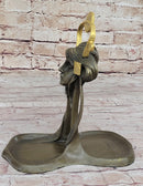 Art Nouveau Candy Dish Bronze Figural Sculpture Lost Wax
