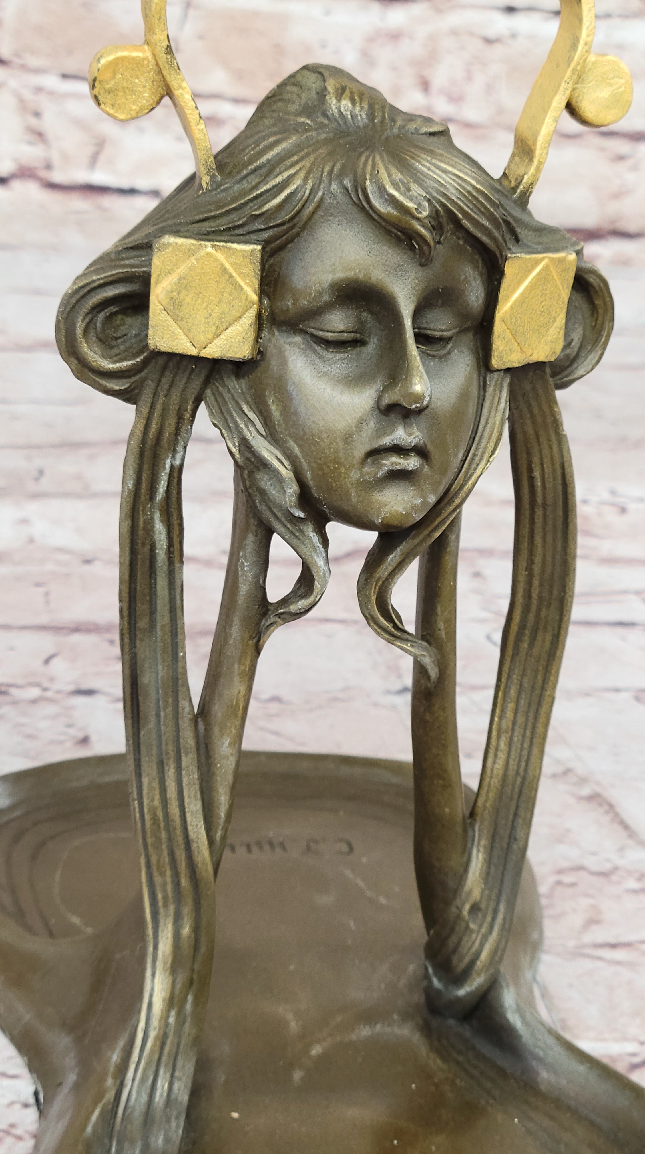 Art Nouveau Candy Dish Bronze Figural Sculpture Lost Wax
