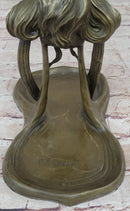 Art Nouveau Candy Dish Bronze Figural Sculpture Lost Wax